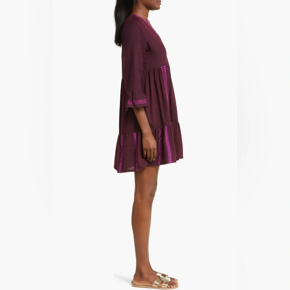 lemlem Hanna Cotton Blend Cover Up Dress New
